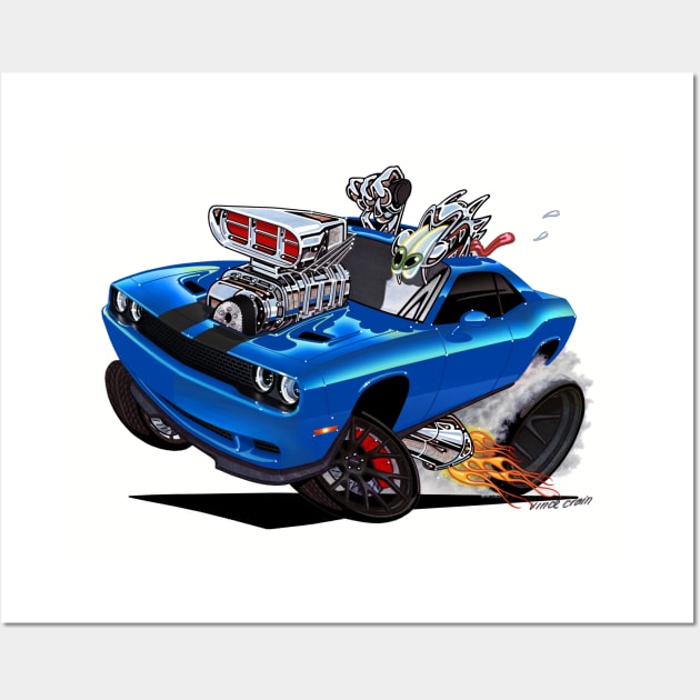 Challenger HELLCAT blue Wall Art by vincecrain